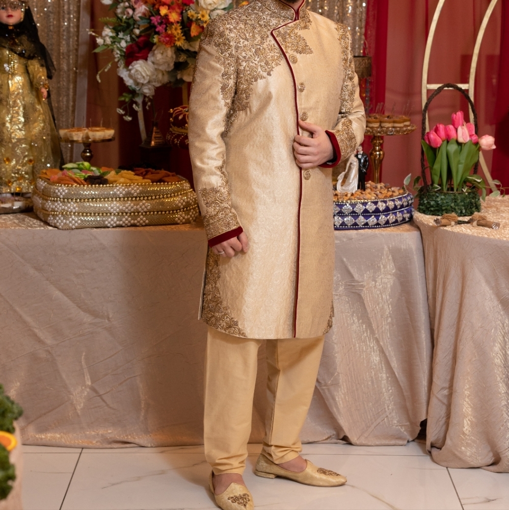 Groom Sherwani gold and red